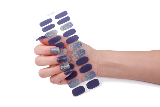 Láminas de Uñas en Gel Azul índigo con brillo