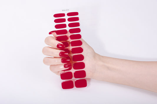 Láminas de Uñas en Gel Rojo cereza sólido