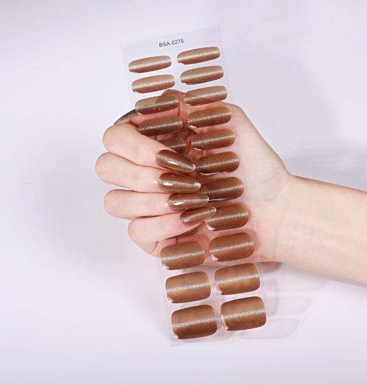 Láminas de Uñas en Gel Cobre metálico efecto Ojo de gato
