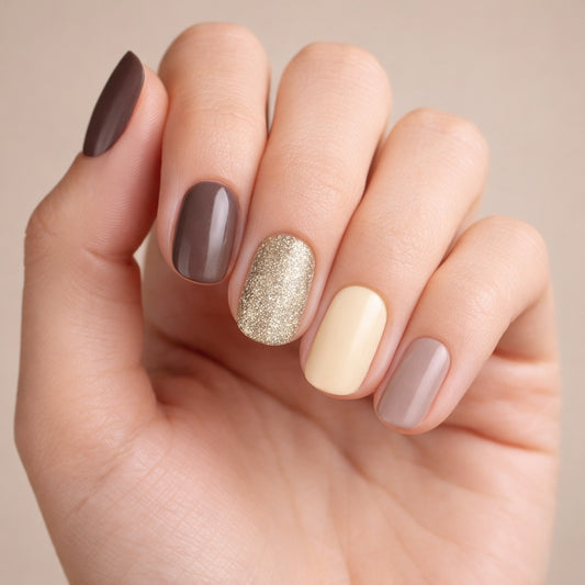 Kit Láminas de Uñas en Gel Gris Amarillo Multitonos + Vino Tinto