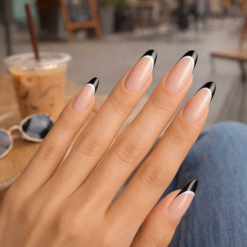 Láminas de Uñas en Gel Francés Negro