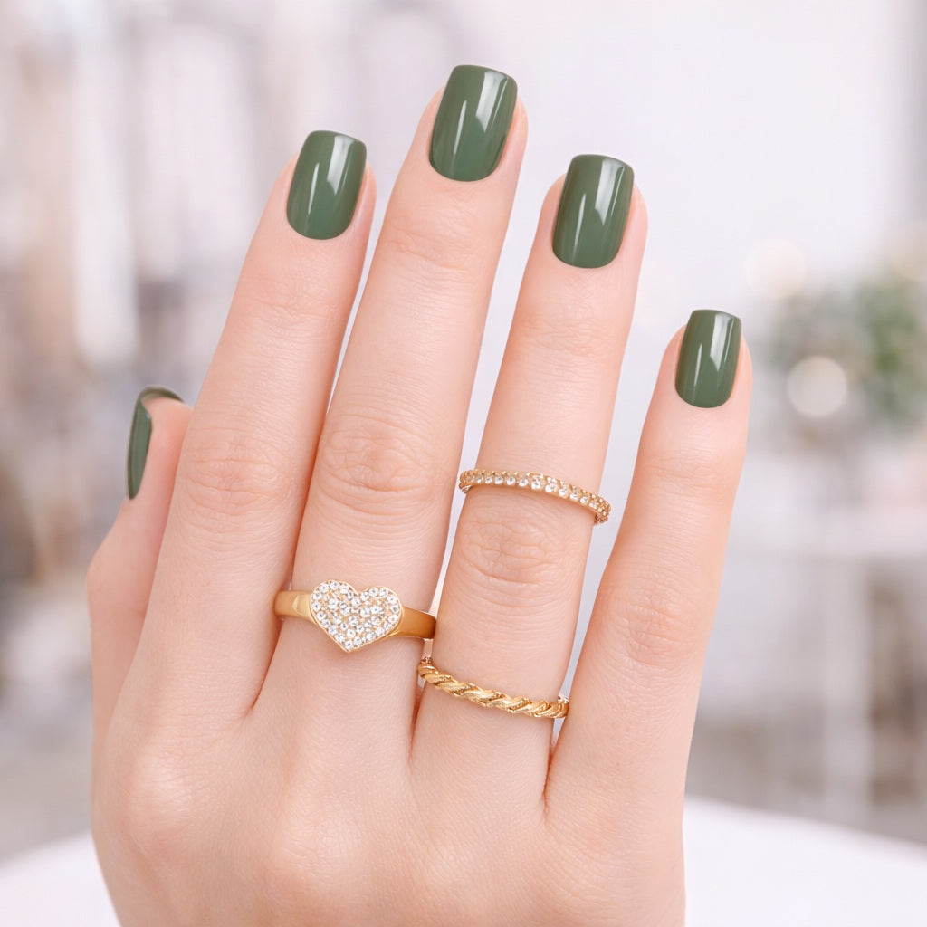 Láminas de Uñas en Gel Verde Oliva