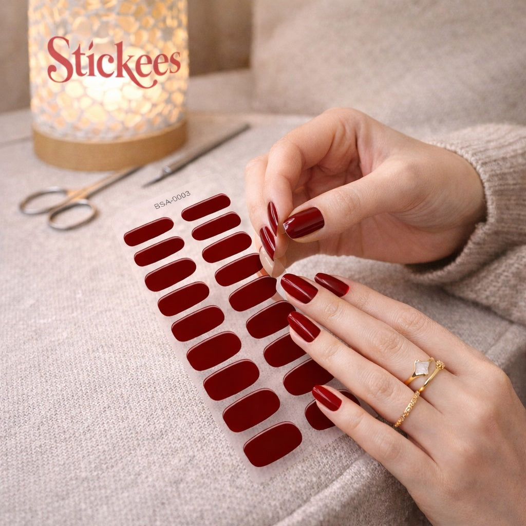 Láminas de Uñas en Gel Vino Tinto