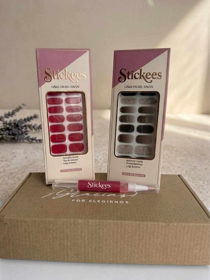 Kit Láminas en Gel Rojo cereza + Chocolate Degradé + Aceite de cutícula