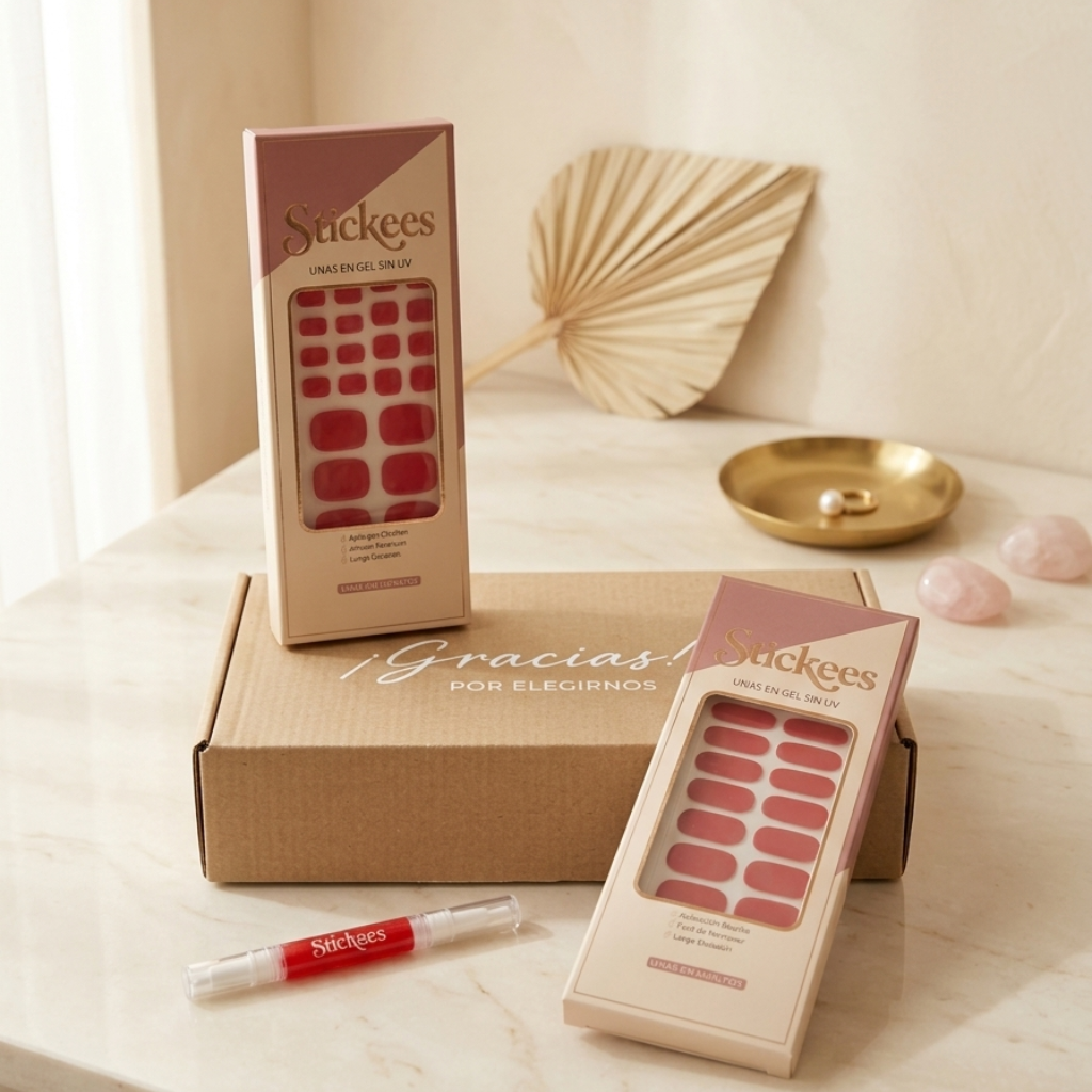 Kit Láminas en Gel Manos y Pies Rojo Cereza