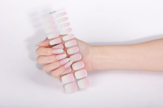 Láminas de Uñas en Gel Rosa degradé blanco