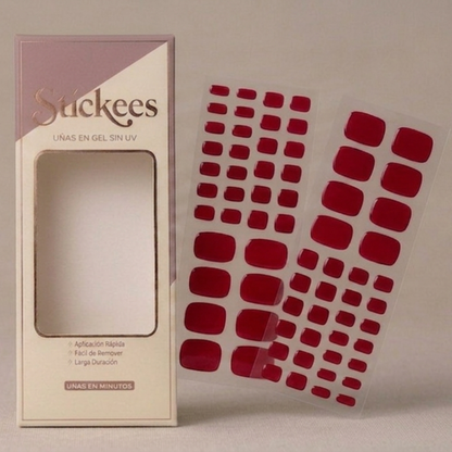 Láminas de Uñas Pies en Gel Rojo Cereza