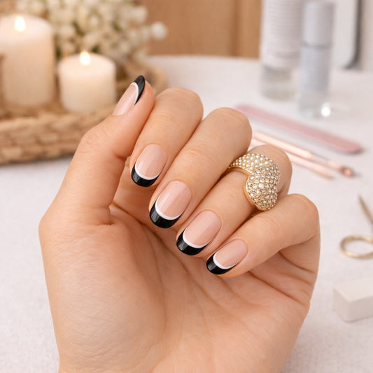 Láminas de Uñas en Gel Francés Negro