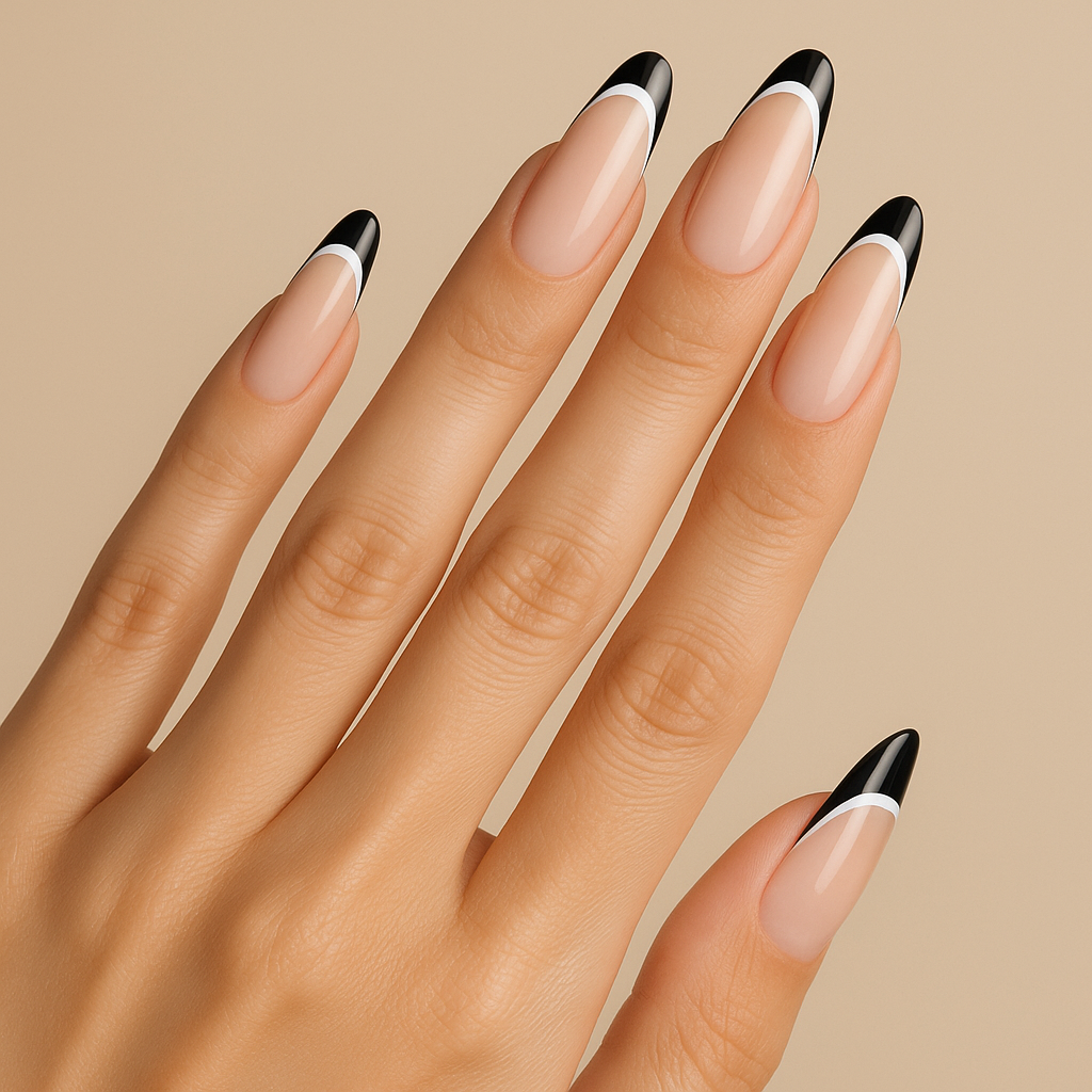 Láminas de Uñas en Gel Francés Negro