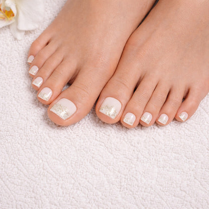 Láminas de Uñas Pies en Gel Blanco glitter