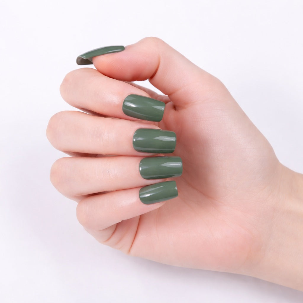 Láminas de Uñas en Gel Verde Oliva