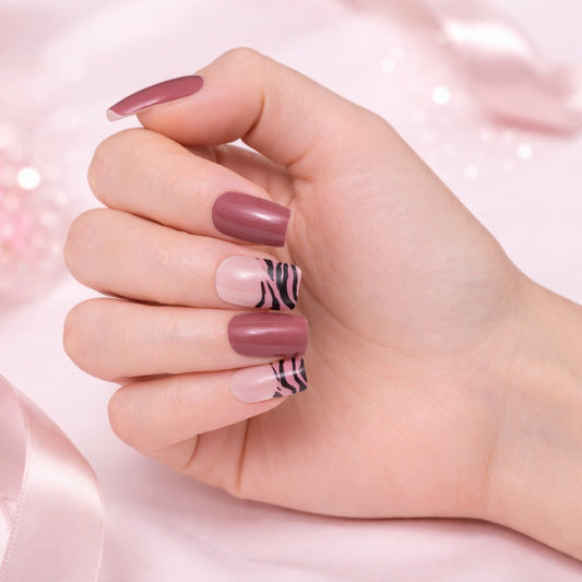 Láminas de Uñas en Gel Rosado mauve Zebra