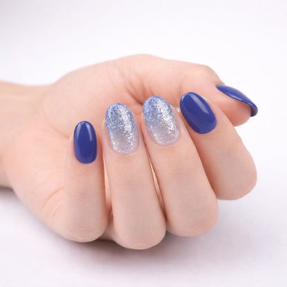 Láminas de Uñas en Gel Azul índigo con brillo