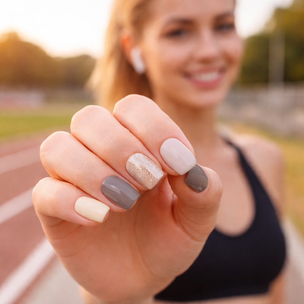 Láminas de Uñas en Gel Gris / amarillo multitonos con dorado