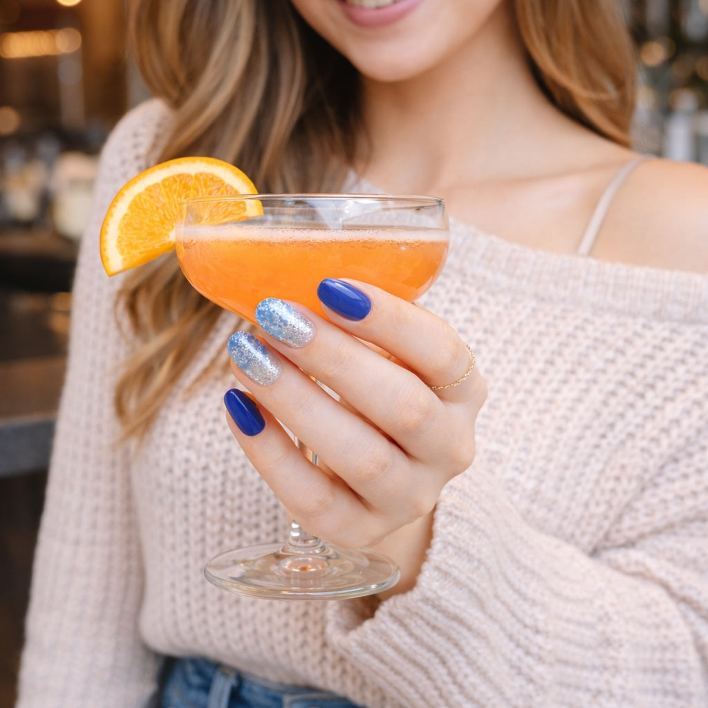 Láminas de Uñas en Gel Azul índigo con brillo