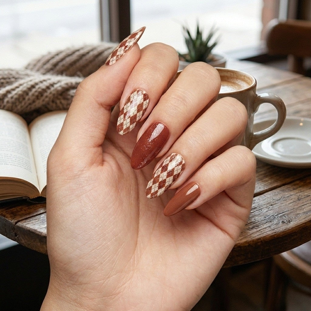 Láminas de Uñas en Gel Café Rombos