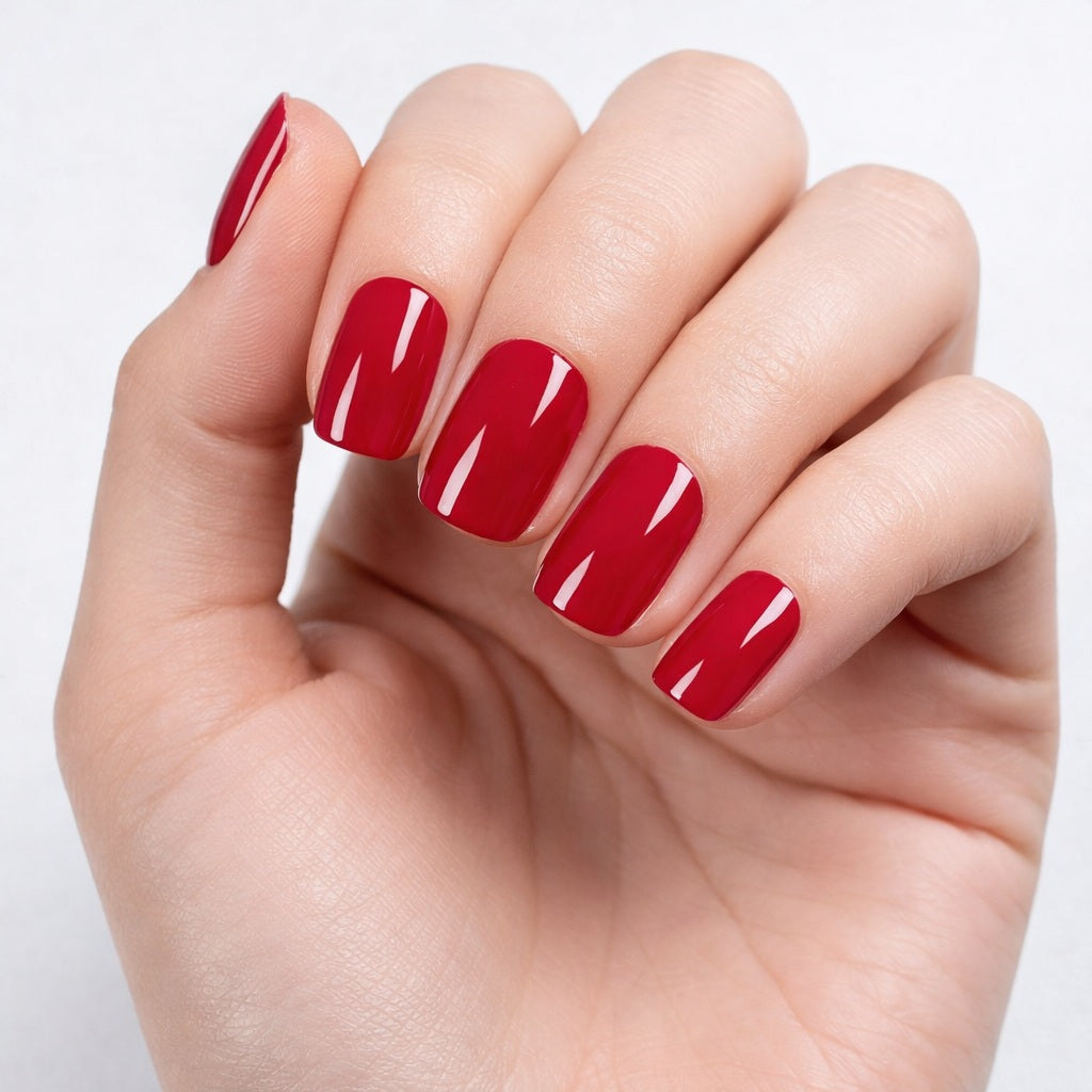 Láminas de Uñas en Gel Rojo cereza sólido