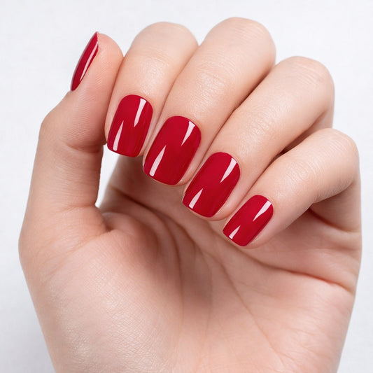 Láminas de Uñas en Gel Rojo cereza sólido
