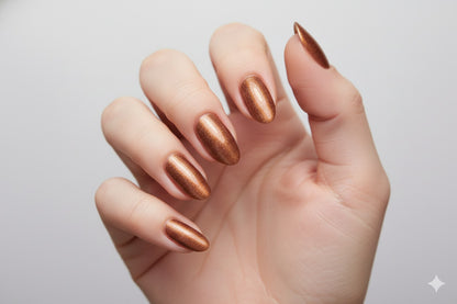 Kit DUO Láminas de Uñas en Gel Cobre metálico + Rojo vino con glitter dorado efecto Ojo de gato