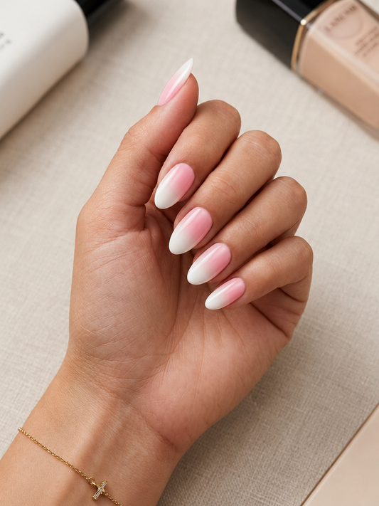Láminas de Uñas en Gel Rosa degradé blanco