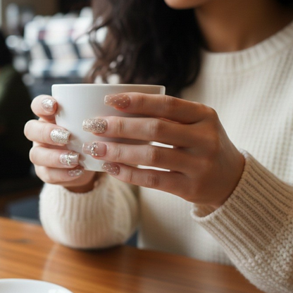 Láminas de Uñas en Gel Nude con cristales / brillos