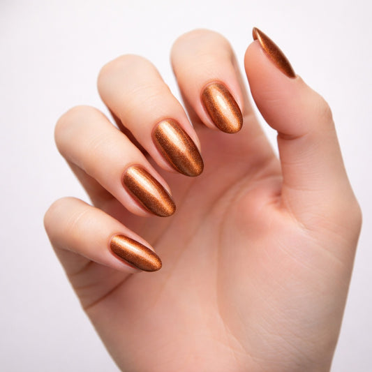 Láminas de Uñas en Gel Cobre metálico efecto Ojo de gato