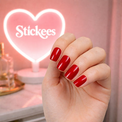 Láminas de Uñas en Gel Rojo cereza sólido
