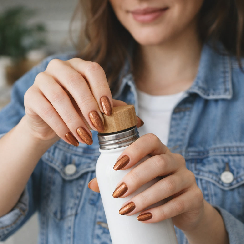 Láminas de Uñas en Gel Cobre metálico efecto Ojo de gato