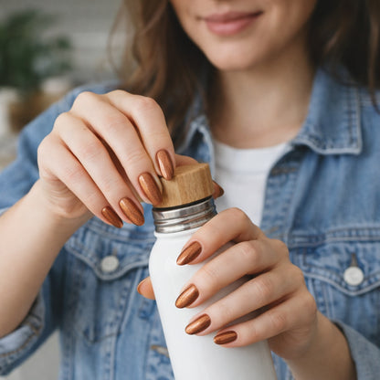 Láminas de Uñas en Gel Cobre metálico efecto Ojo de gato