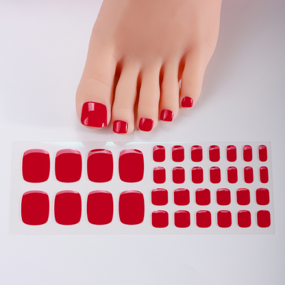 Láminas de Uñas Pies en Gel Rojo Cereza
