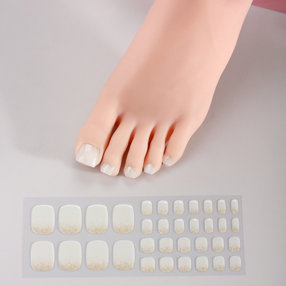 Láminas de Uñas Pies en Gel Blanco glitter