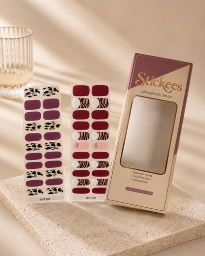 Kit DUO Láminas de Uñas en Gel Violeta Atelier + Rosado mauve Zebra