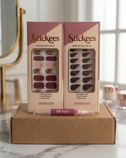 Kit Láminas en Gel Rosado mauve Zebra + Mora Degradé