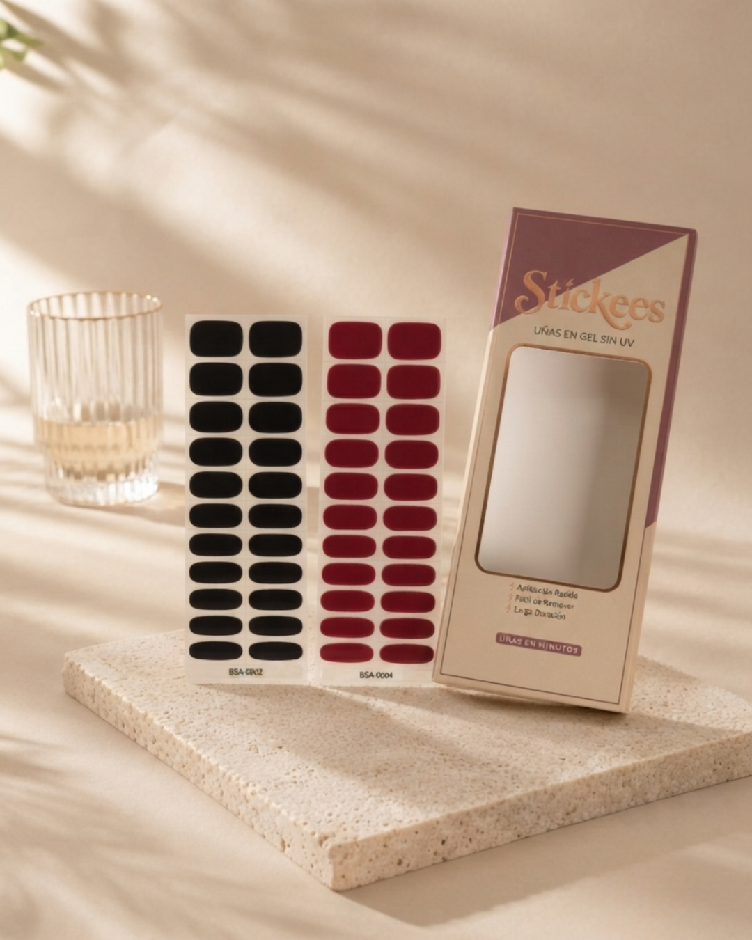 Kit DUO Láminas de Uñas en Gel Negro + Vino Tinto