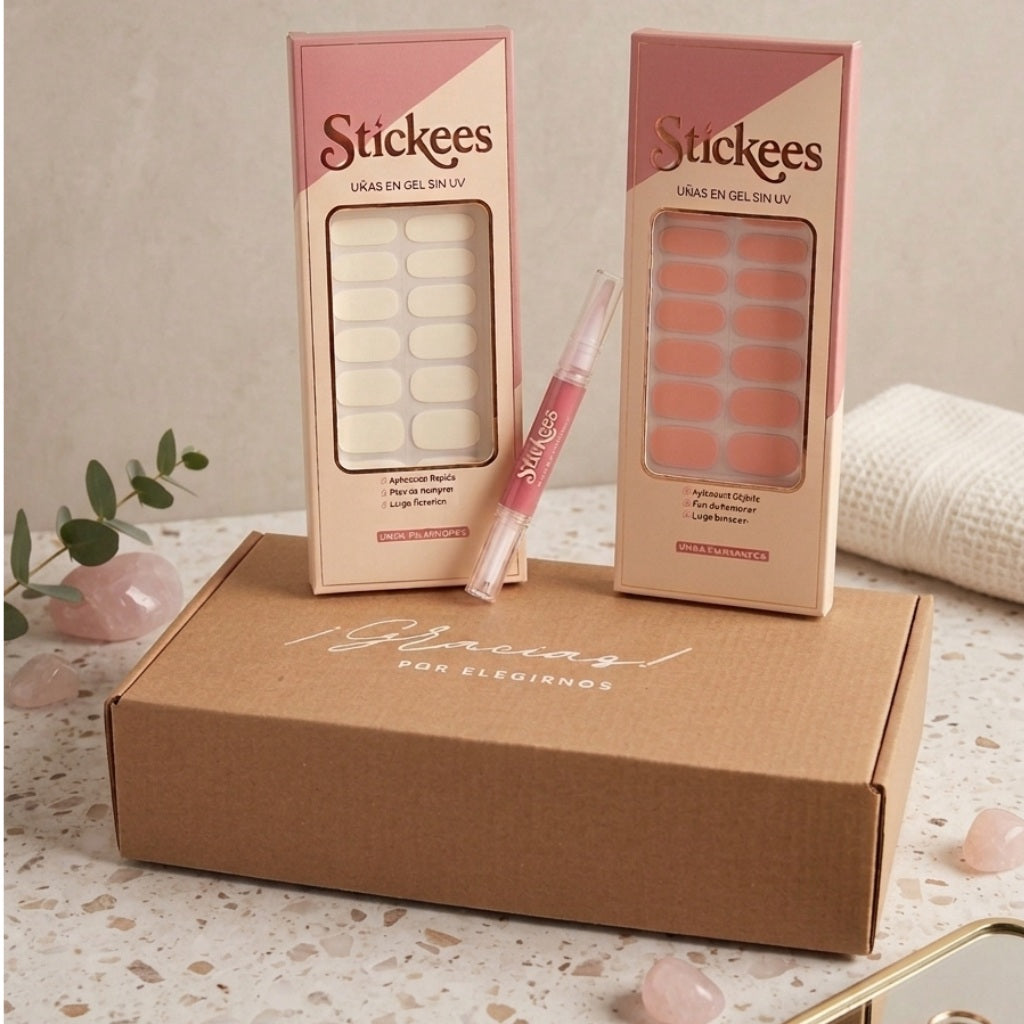 Kit Láminas en Gel Blanco + Rosa + Aceite de cutícula