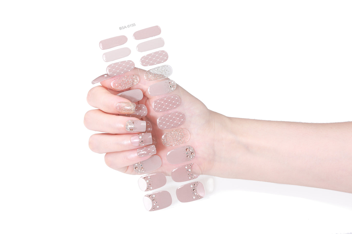 Láminas de Uñas en Gel Nude con cristales / brillos