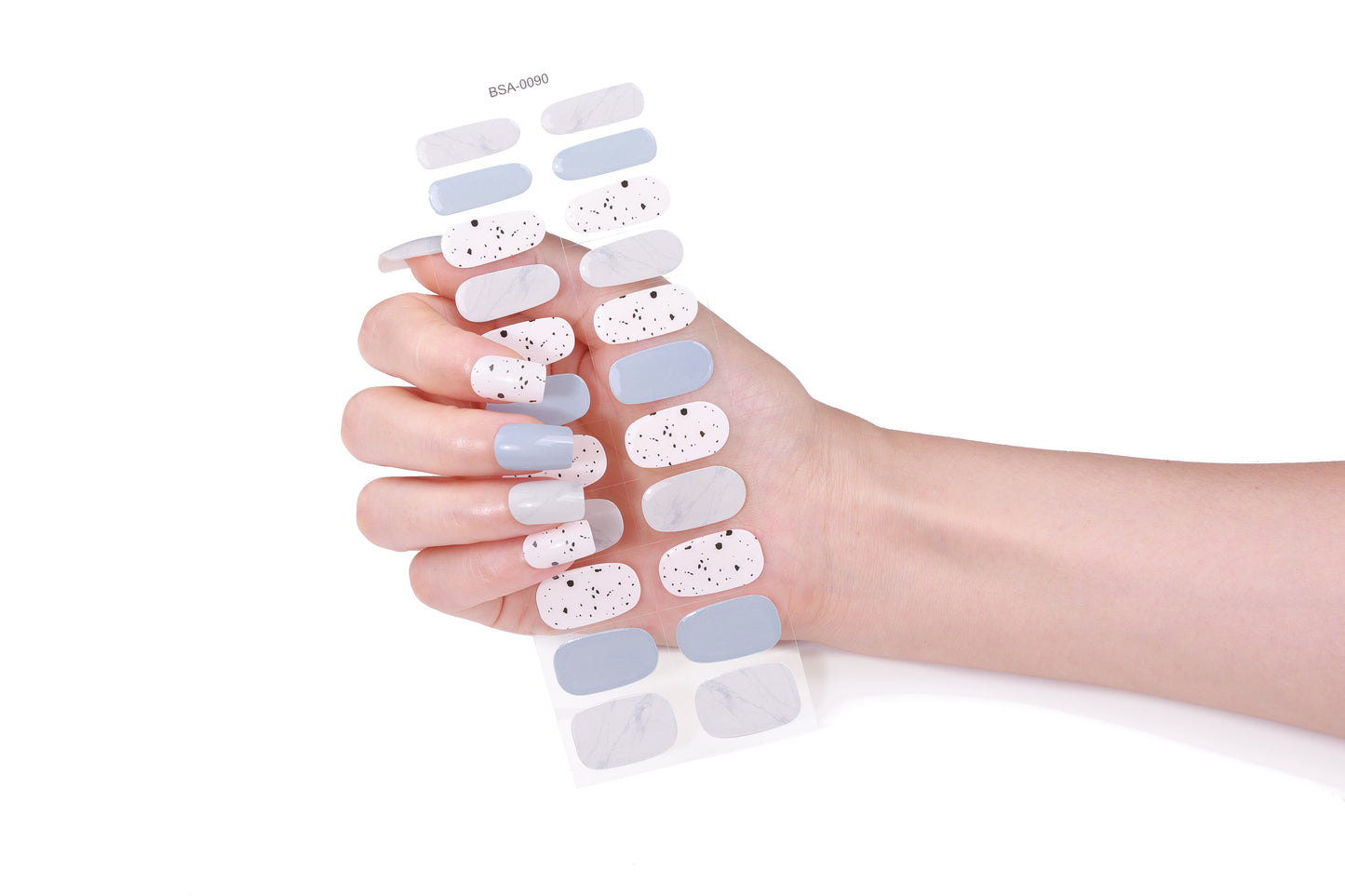 Láminas de Uñas en Gel Azul / gris con speckles