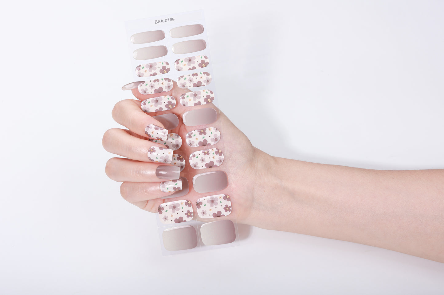 Láminas de Uñas en Gel Greige degradé Floral