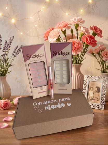 Kit Láminas de Uñas en Gel Rosa + Francés Blanco