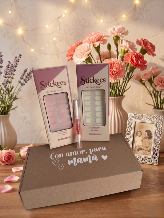 Kit Láminas de Uñas en Gel Rosa + Francés Blanco
