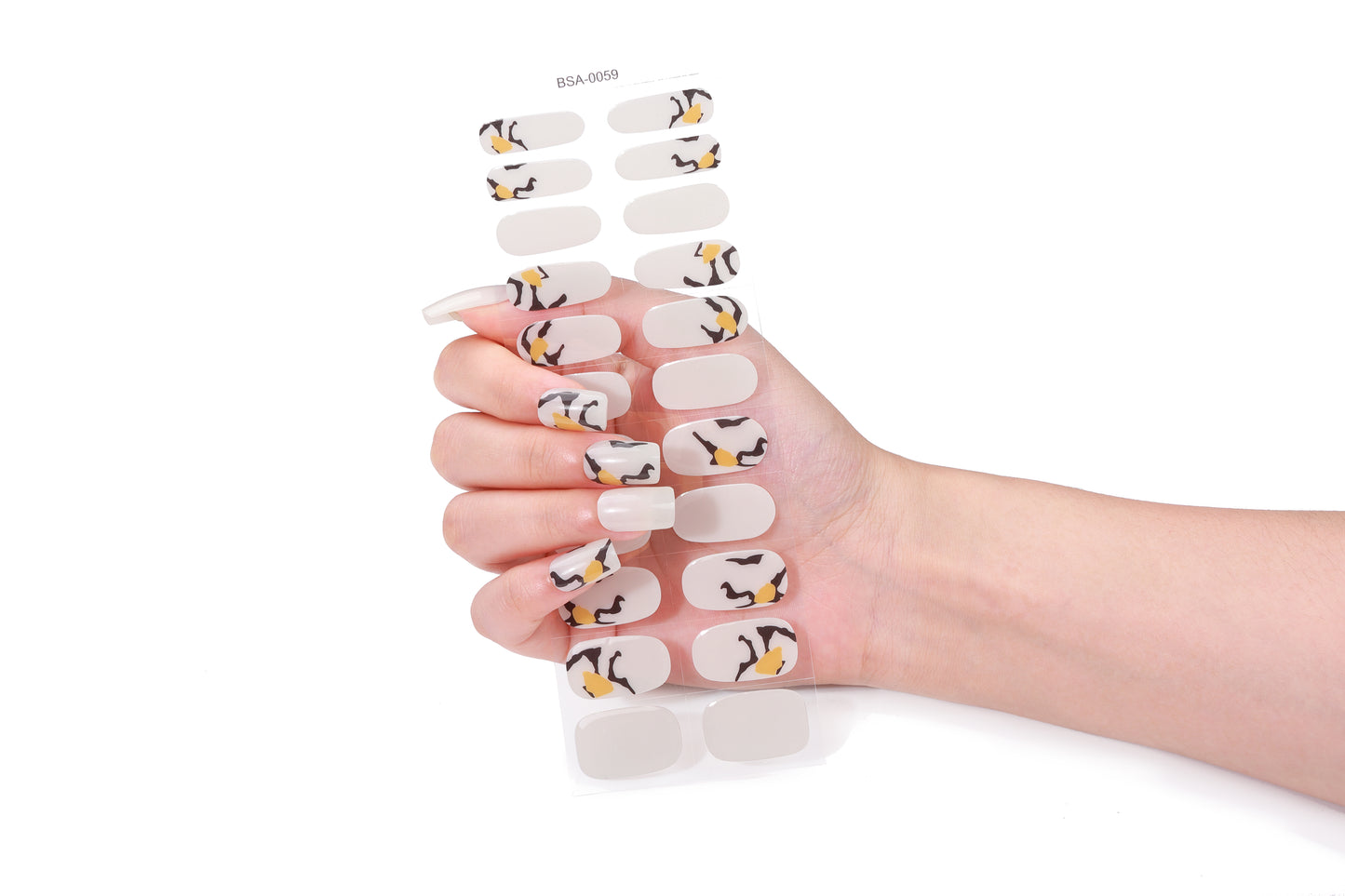 Láminas de Uñas en Gel Marfil diseño Terrazzo